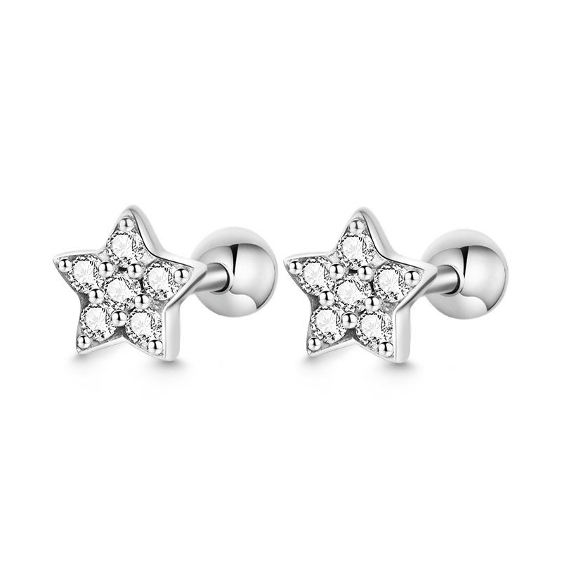 Gnoce Sparkling Basic Star Stud Earrings_1
