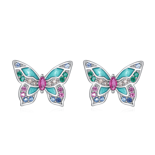 Gnoce Colorful Butterfly Stud Earrings_1