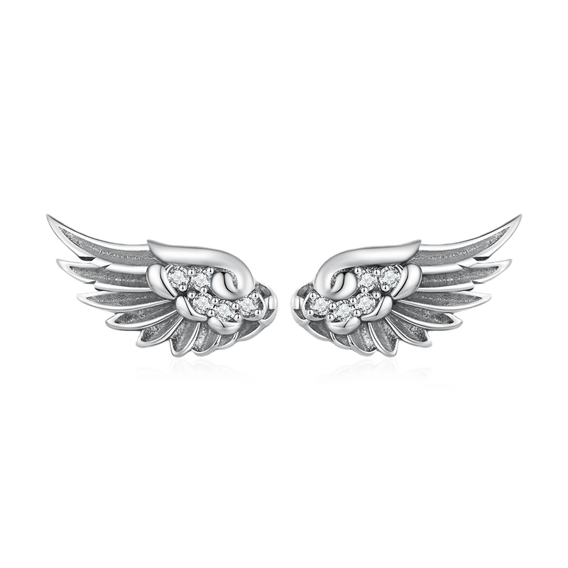 Gnoce Sparkling Angel Wing Stud Earrings_1