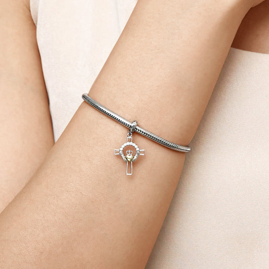 Gnoce Claddagh Cross Pendant Dangle Charm_5