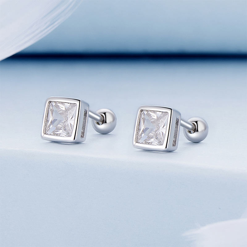 Gnoce Princess Cut Zircon Stud Earrings_2