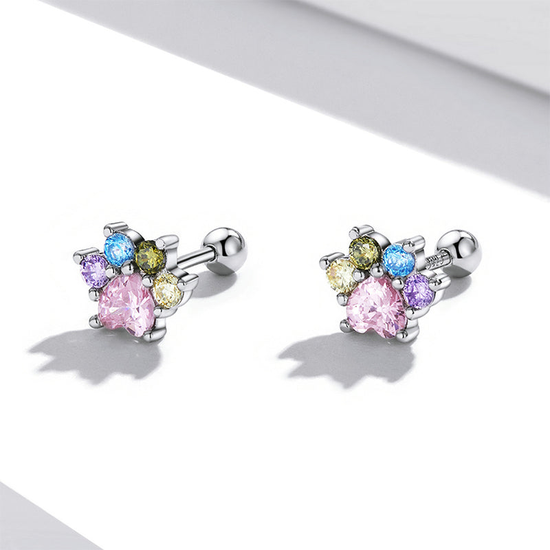 Gnoce Colorful Zircon Paw Earrings_3