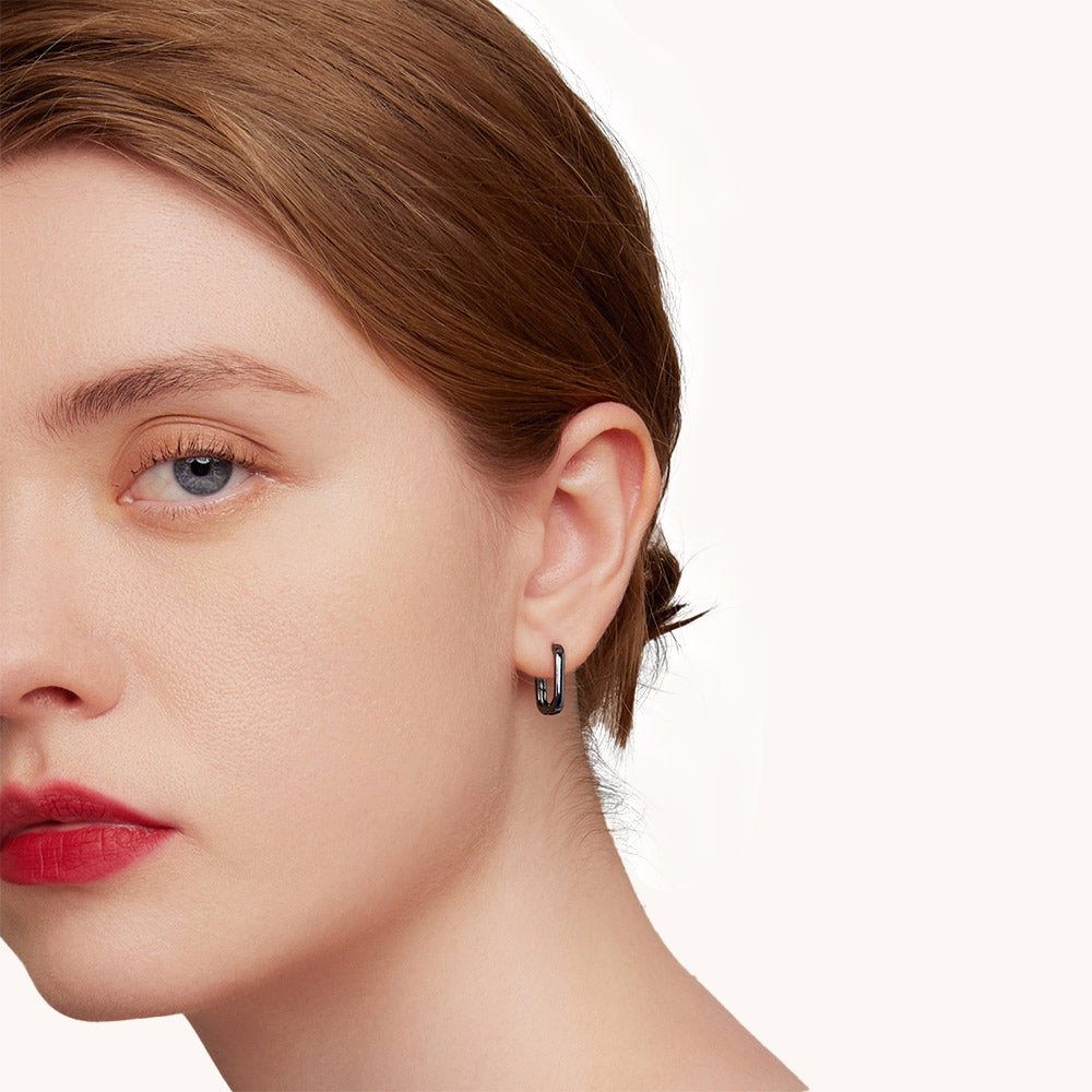 Gnoce Black Elegant French Earrings_3