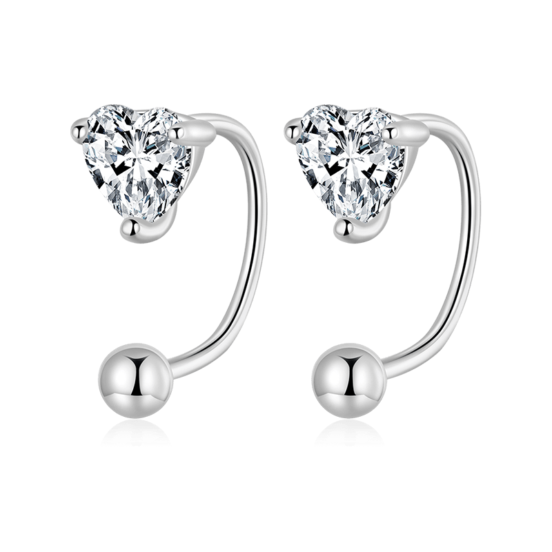 Gnoce Heart-shaped Threaded Earrings with Gemstones_1