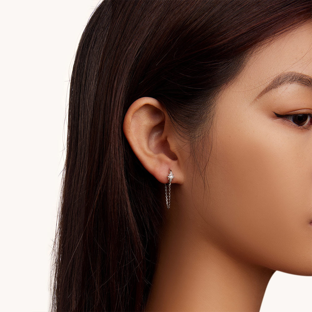 Gnoce Six-Pointed Star Earrings with Chain_3