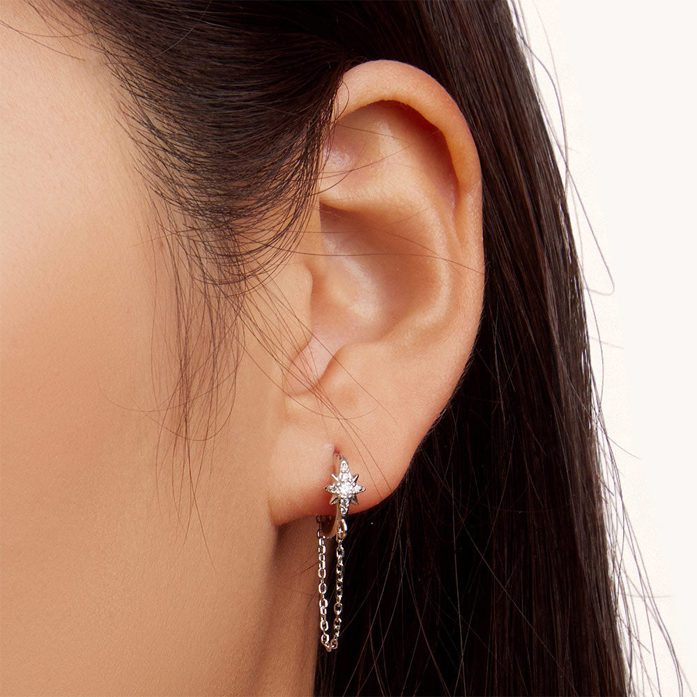 Gnoce Six-Pointed Star Earrings with Chain_4