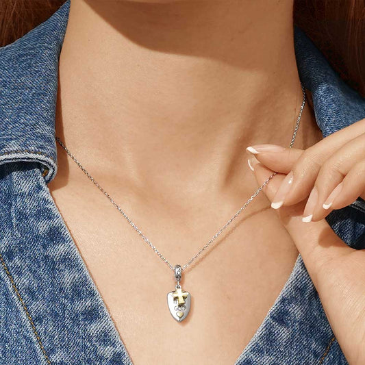 Gnoce "Give it to God" Shield with Cross Pendant Dangle Charm_7