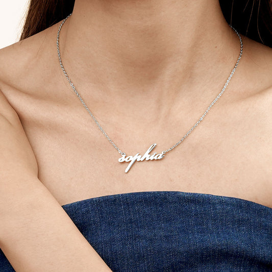 Gnoce "Love You Forever" Elegant Personalized Silver Color Name Necklace - Custom Made Any Name  "_4