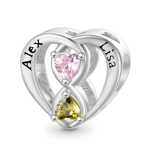 Gnoce Infinite Love Couple Engravable Birthstone Charm_1