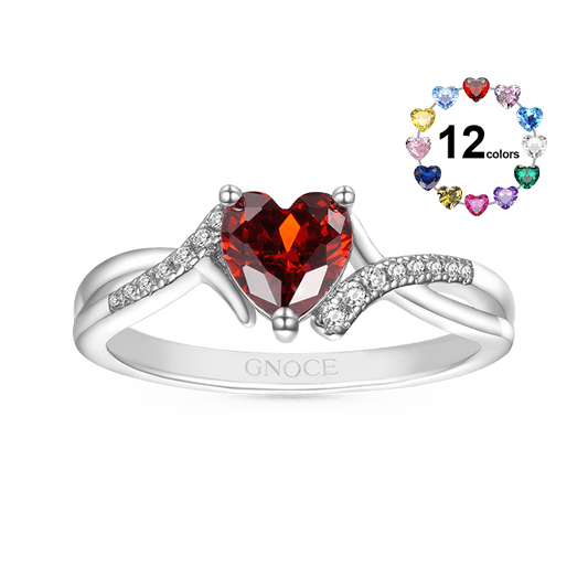 Gnoce Sparkling Birthstone Heart Ring_1
