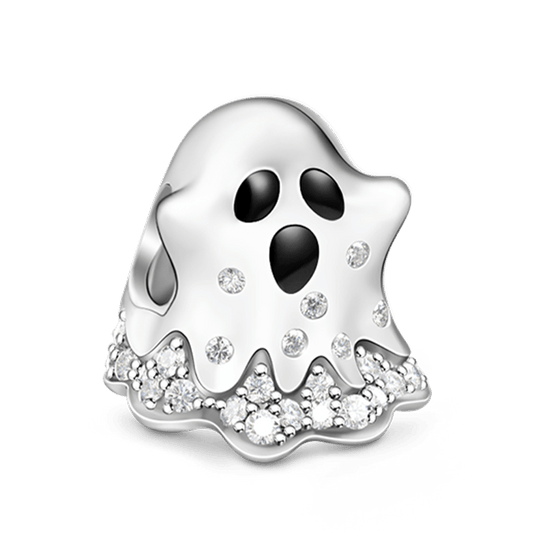 Gnoce "Halloween Ghost" Craft Style Halloween  Ghost 925 Sterling Silver  Studded with Clear CZ Ghost Charm_1