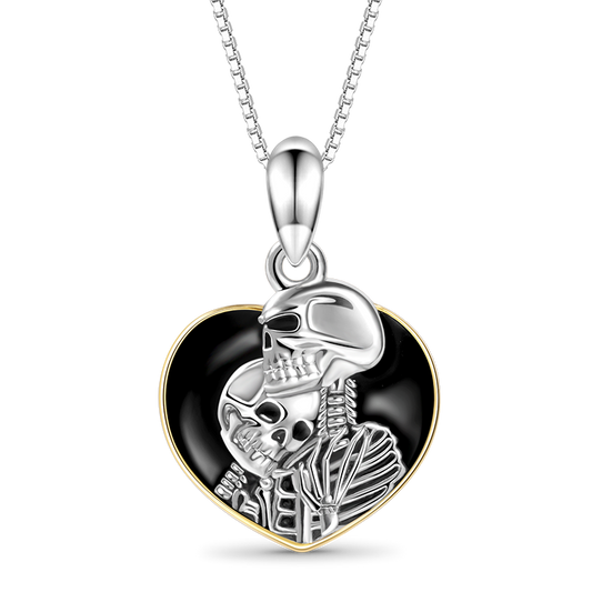 Gnoce Skeleton Couple Heart Frame Necklace_1