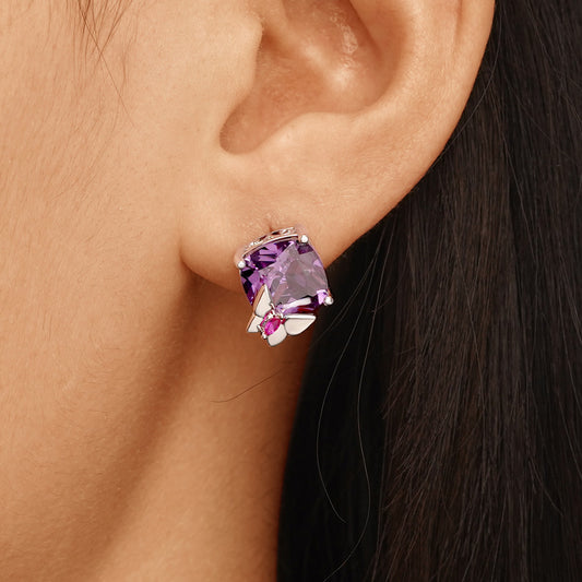 Gnoce Purple Butterfly Stud Earrings_6