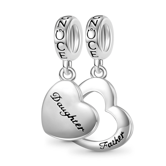 Gnoce Father&Daughter Heart Pendant Dangle Charm_1