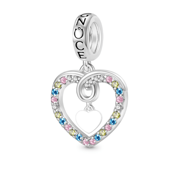 Gnoce Colorful Heart Engravable Pendant Dangle Charm