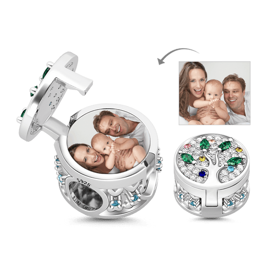 Gnoce "My Family Tree Tells a Rich Story " 925 Authentic Sterling Silver  Family Tree Magnetic Locket Photo Charms for Family/ Mother / Father Present_1