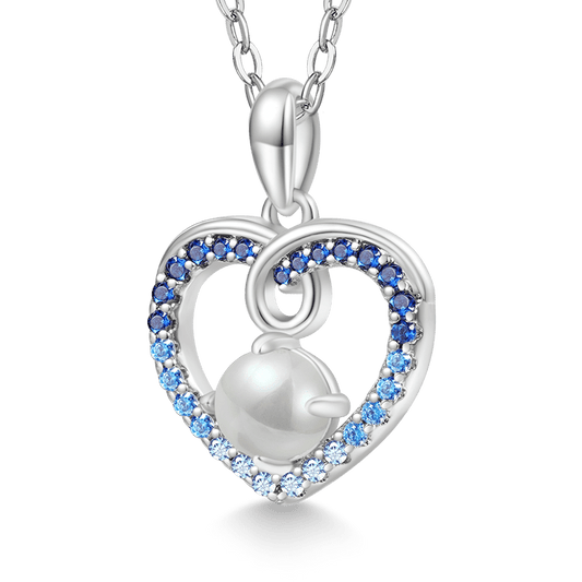 Gnoce Gradient Blue Heart Pearl Necklace_1