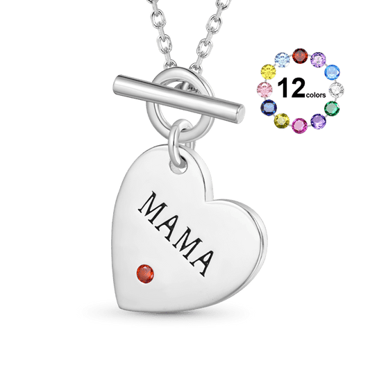 Gnoce Birthstone Heart MAMA Necklace_1