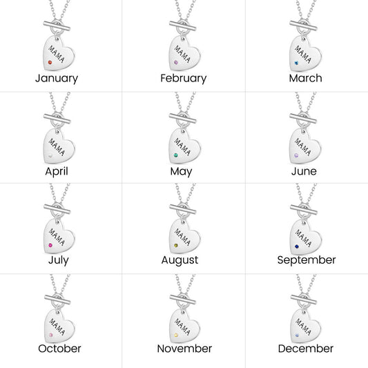 Gnoce Birthstone Heart MAMA Necklace_6