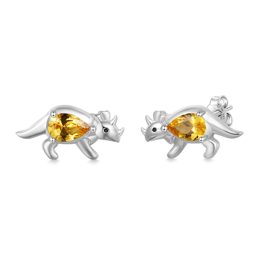 Gnoce Sparkling Triceratops Stud Earrings_1