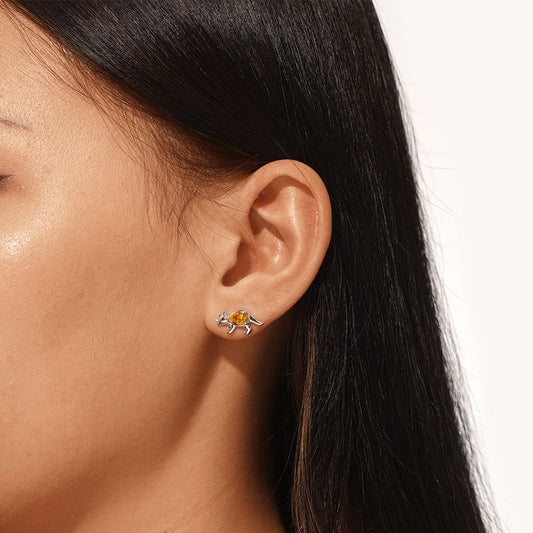 Gnoce Sparkling Triceratops Stud Earrings_4