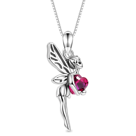 Gnoce Butterfly Fairy Embraces Heart Gemstone Necklace_1