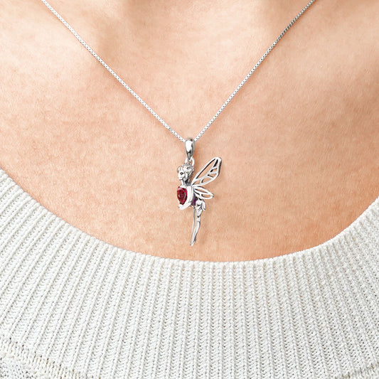 Gnoce Butterfly Fairy Embraces Heart Gemstone Necklace_4