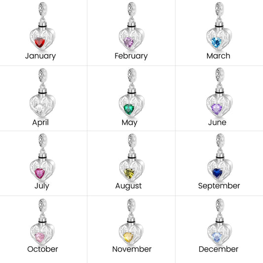 Gnoce Engravable Birthstone Angel Wings Heart Memorial Urn Ashes Pendant Dangle Charm_7