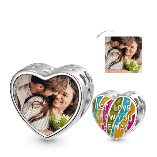 Gnoce "LET LOVE SHOW YOU THE WAY" Heart Personalized Photo Charm_1
