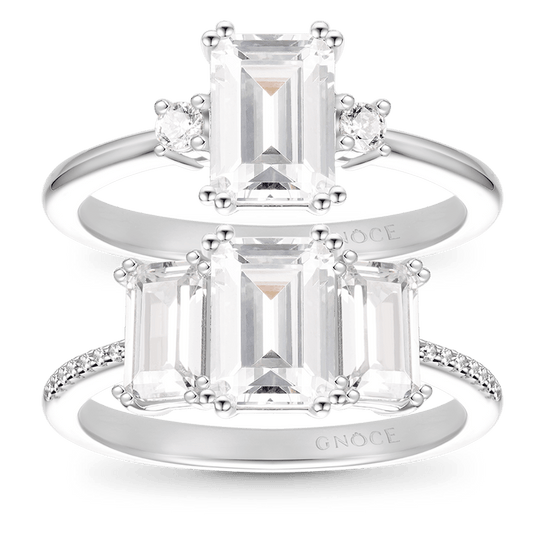 Gnoce Sparkling Rectangular Cut Stackable Ring Set_1