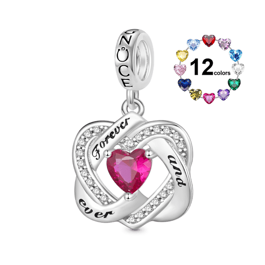 Gnoce "Forever and ever" Love Heart Birthstone Pendant Dangle Charm_1