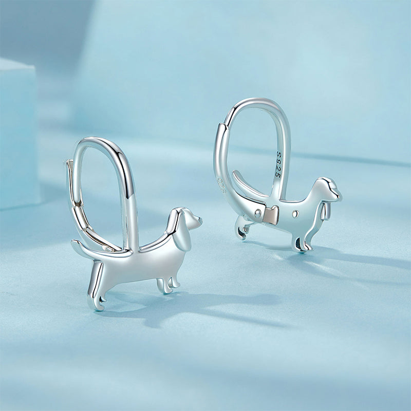 Gnoce Cute Dachshund Dog Hoop Earrings_2