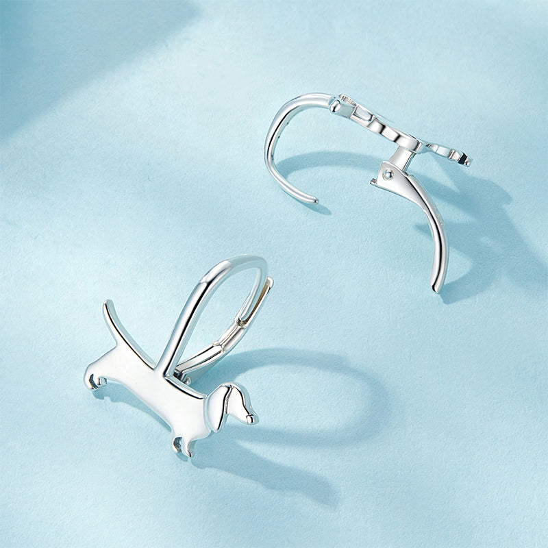 Gnoce Cute Dachshund Dog Hoop Earrings_3
