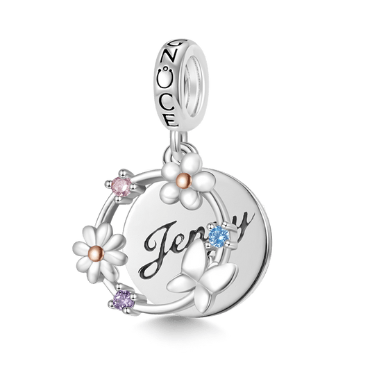 Gnoce Engravable Name Garland Butterfly Pendant Dangle Charm_1