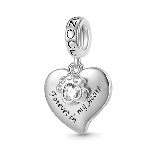 Gnoce “Forever in my Heart” Dog Paw Love Pendant Dangle Charm_1
