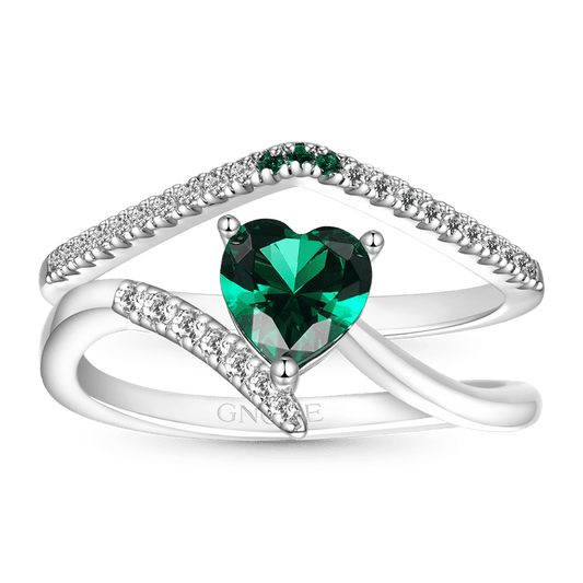 Gnoce Emerald Heart Cut Stackable Ring Set_1