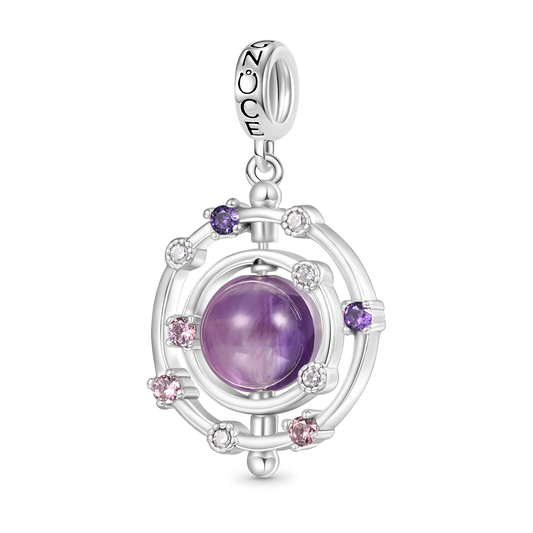 Gnoce Rotatable Natural Amethyst Galaxy Pendant Dangle Charm_1