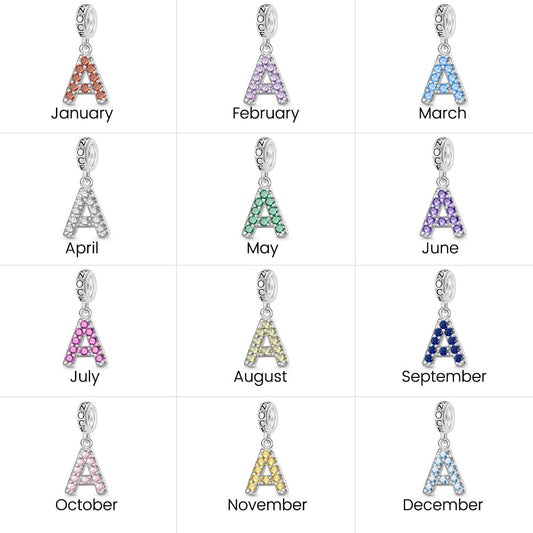 Gnoce Engravable Initial Birthstone Gift Pendant Dangle Charm_7