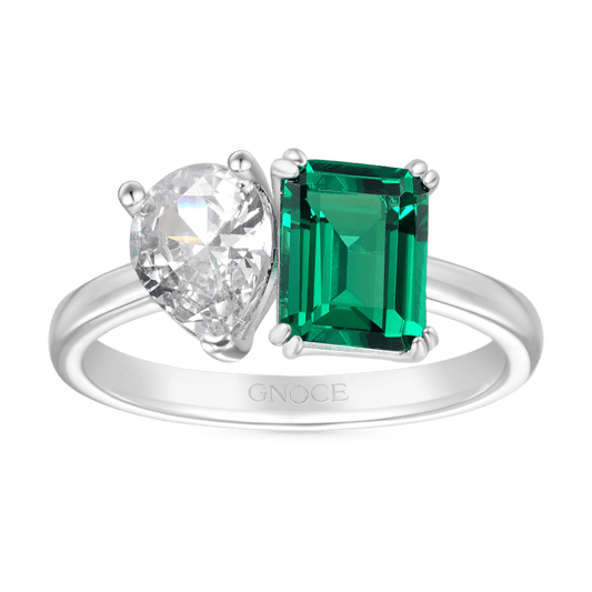 Gnoce Emerald Double Diamond Promise Ring_1