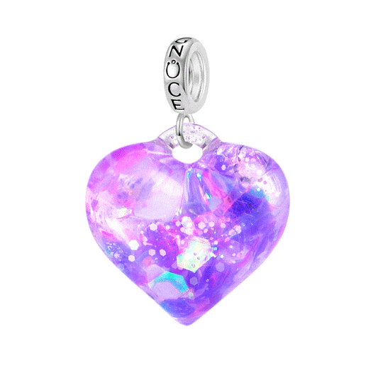 Gnoce Purple Glitter Heart Pendant Dangle Charm_1