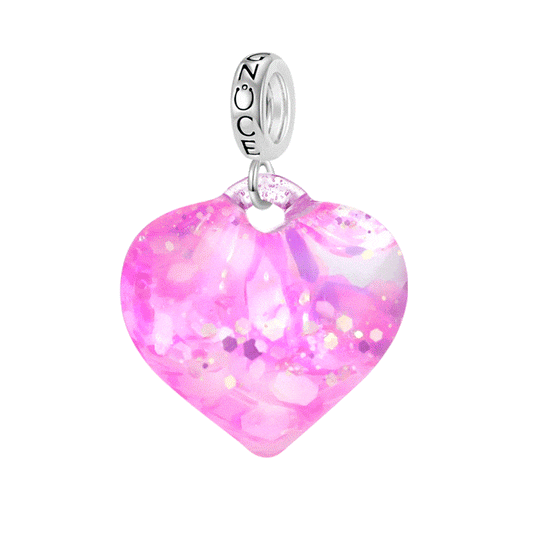 Gnoce Pink Glitter Heart Pendant Dangle Charm_1