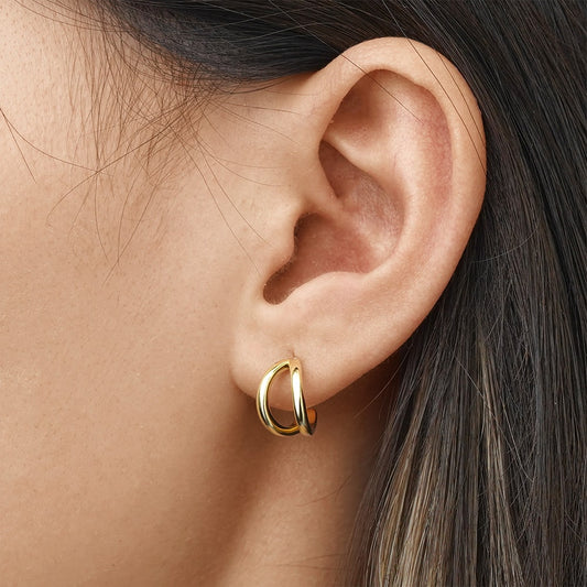 Gnoce Dainty Gold Double Hoop Earrings_5