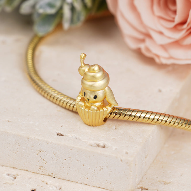 Rabbit Ice Cream Charm Bead Sterling Silver 18K Gold Plated_2