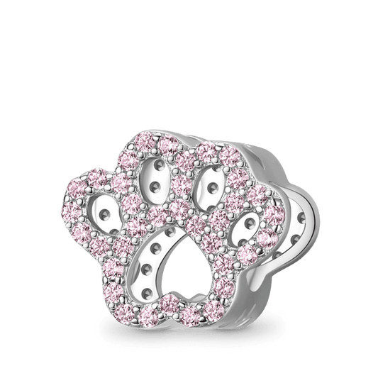Crystal Pink Paw Charm Bead Sterling Silver_1