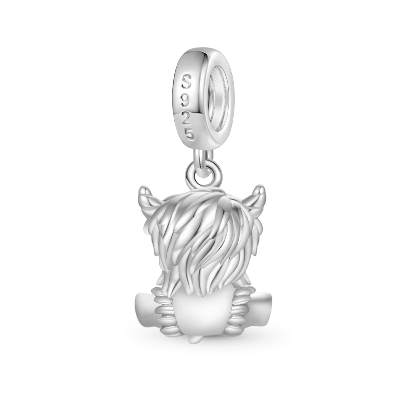 Gnoce Highland Cow Embraces Heart Birthstone Pendant Dangle Charm_2