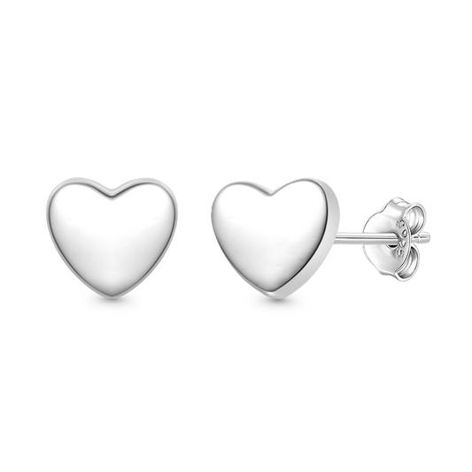 Gnoce Silver Minimalist Heart Stud Earrings_1