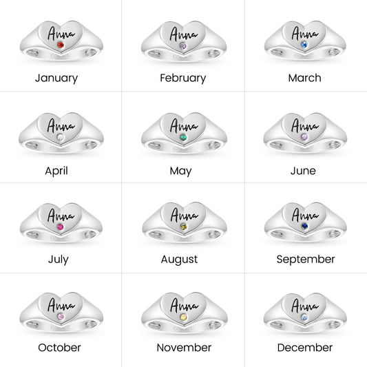 Gnoce Engravable Birthstone Heart Signet Ring_6