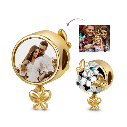Gnoce "Butterfly Love Flower" Personalized Photo Charm_1