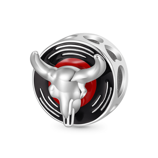 Gnoce Silver Cattle Skull Record Charm_1