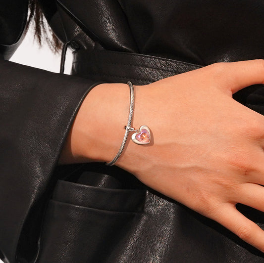 Gnoce Pink Heart Girl Power Pendant Dangle Charm_7